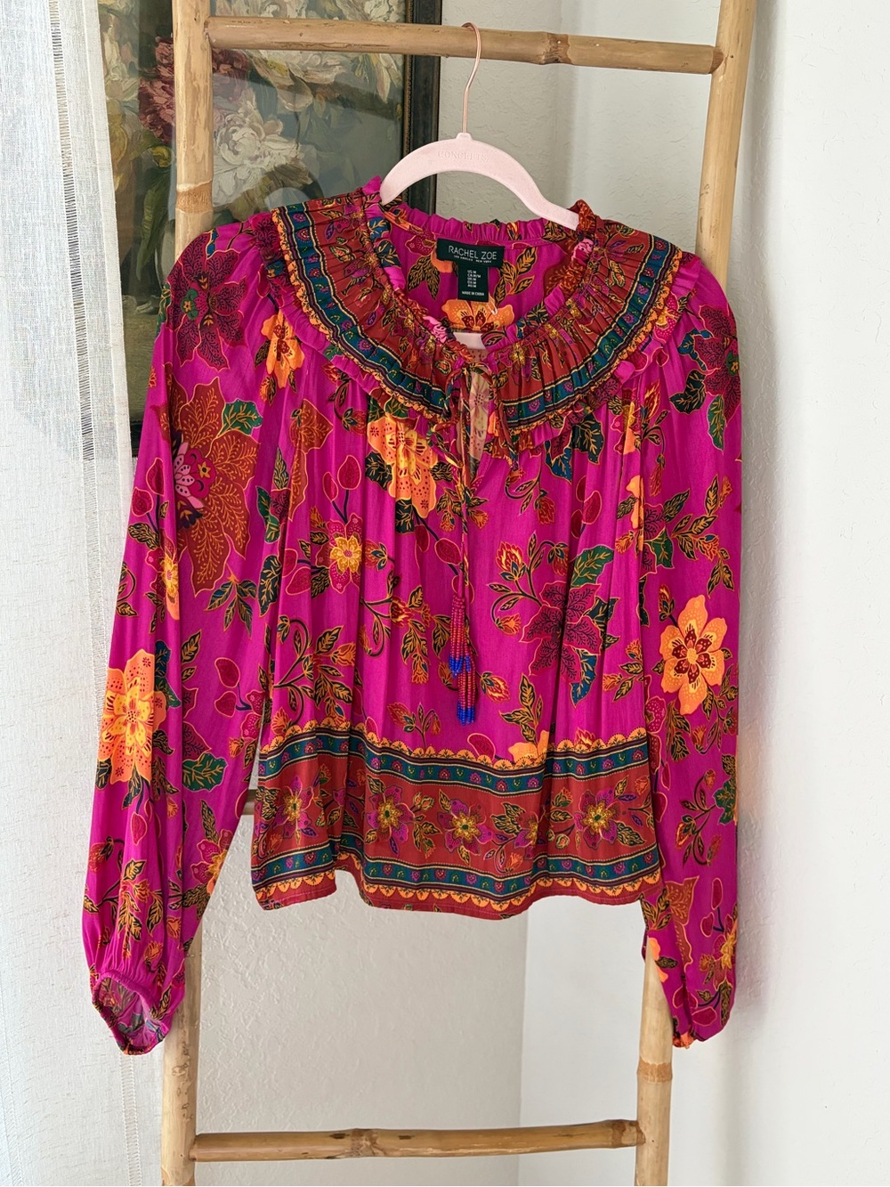 Rachel Zoe Floral Long Sleeve Top M